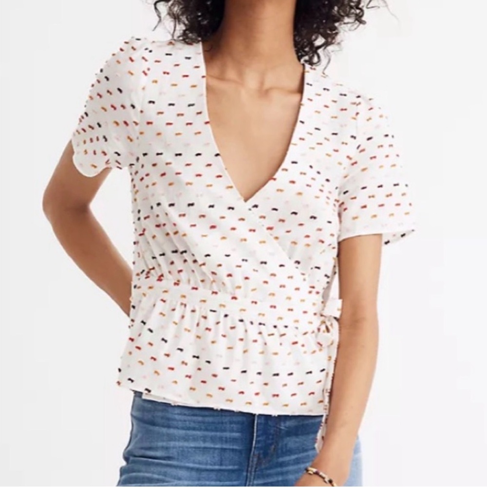 Madewell White Polka Dot Blouse